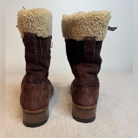 Chanel Winter Fleece and Suede Lace-up Boots - Picture 7 of 9
